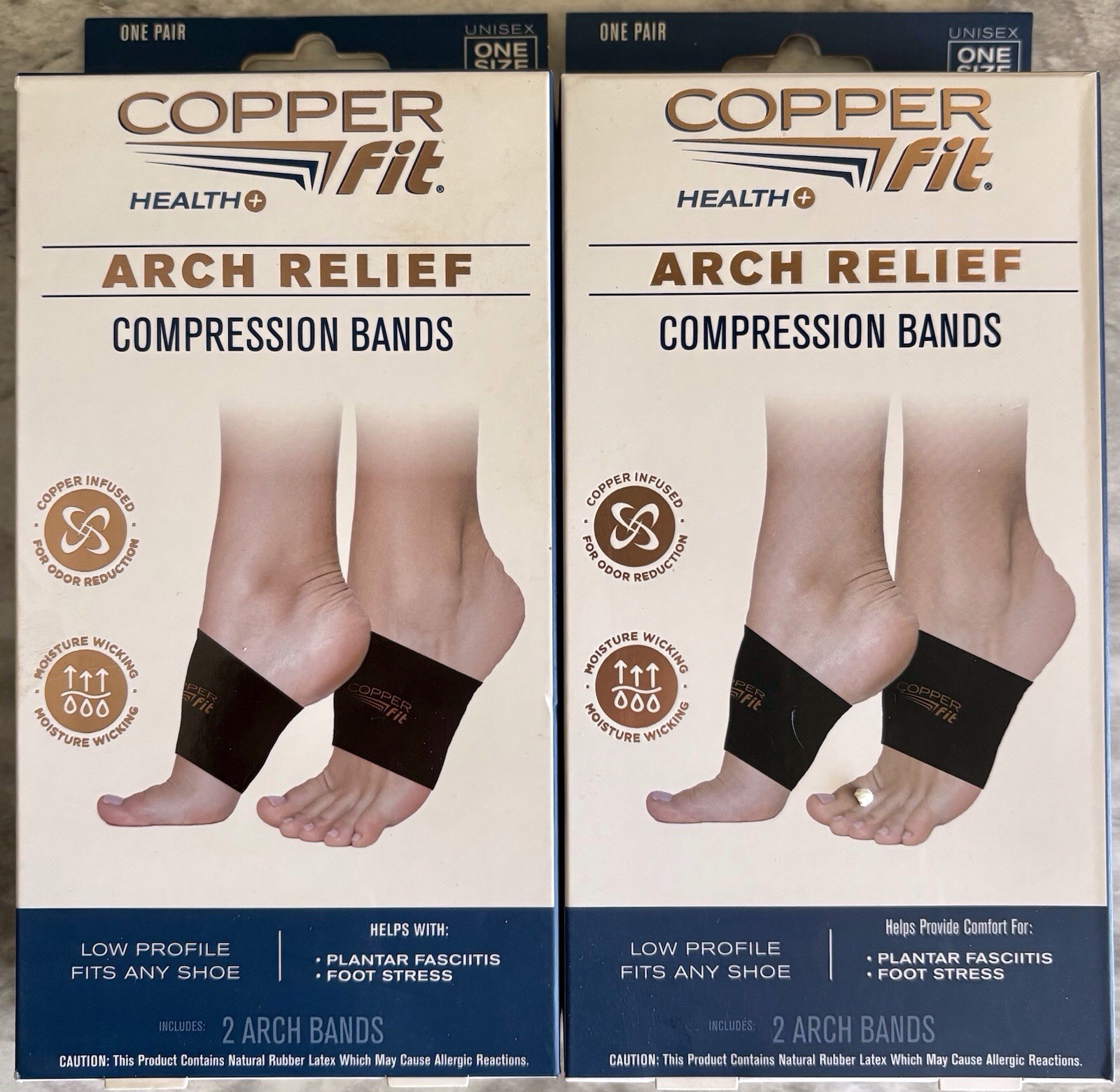 Copper Fit Arch Relief Compression Bands One Size Fits Most Lot Of 2 Pairs