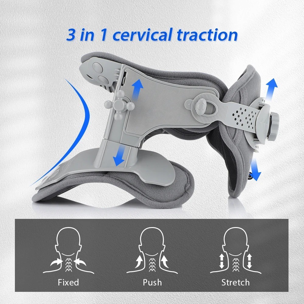 Heated Neck Traction Device Inflatable Cervical Collar Pain Relief Support