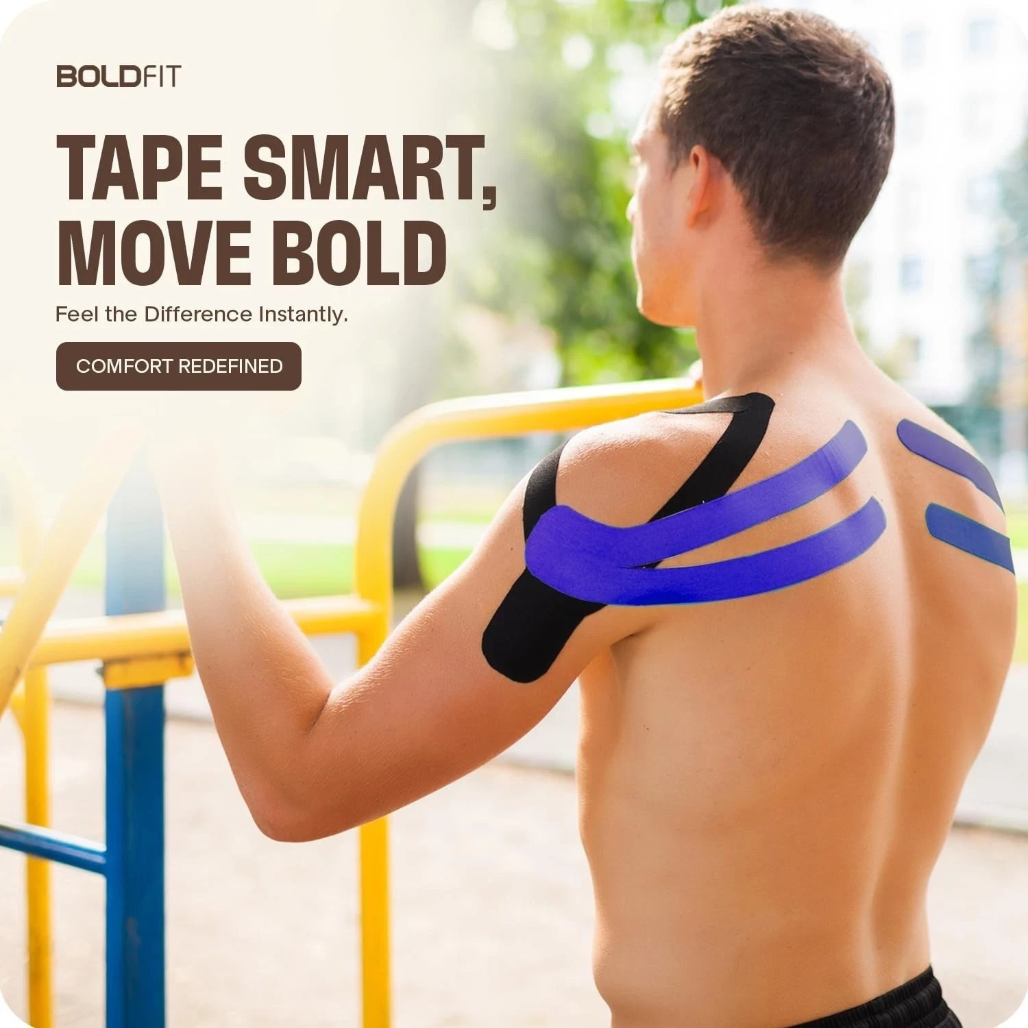 Boldfit Kinesiology Tape 2″ Sports Muscle Pain Relief Waterproof Dark Beige A996