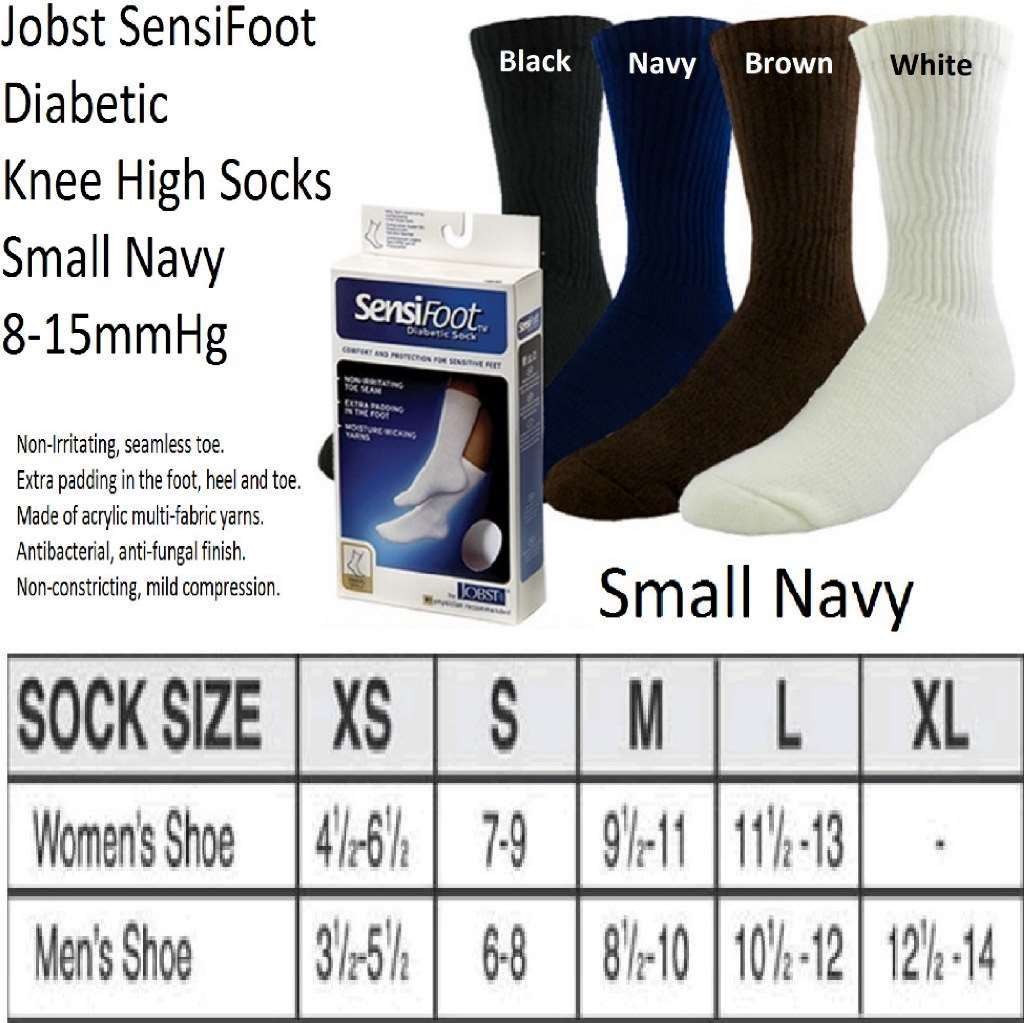 JOBST SensiFoot Diabetic Knee High Socks 8-15mmHg (Navy) Small