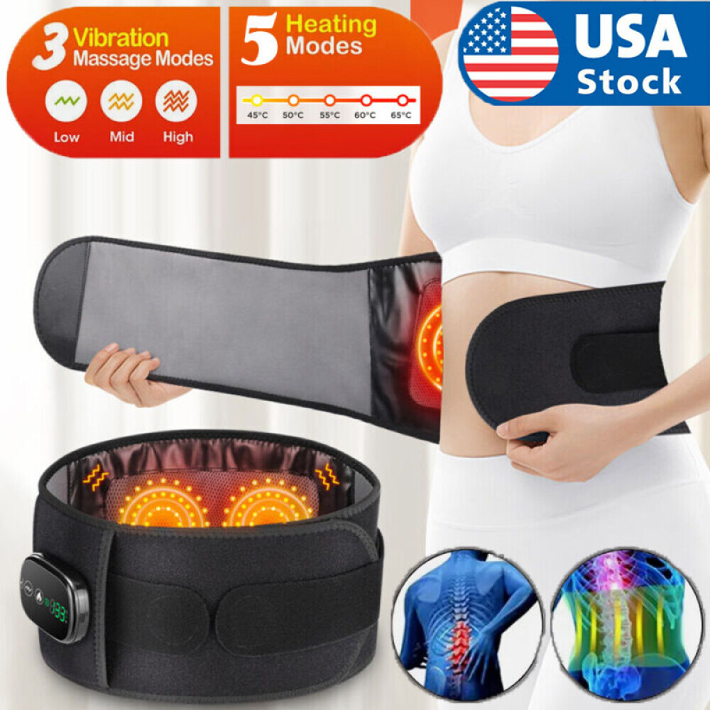 100LED Red Light Electric Heated Massage Belt Pain Relief Waist Back Support Pad