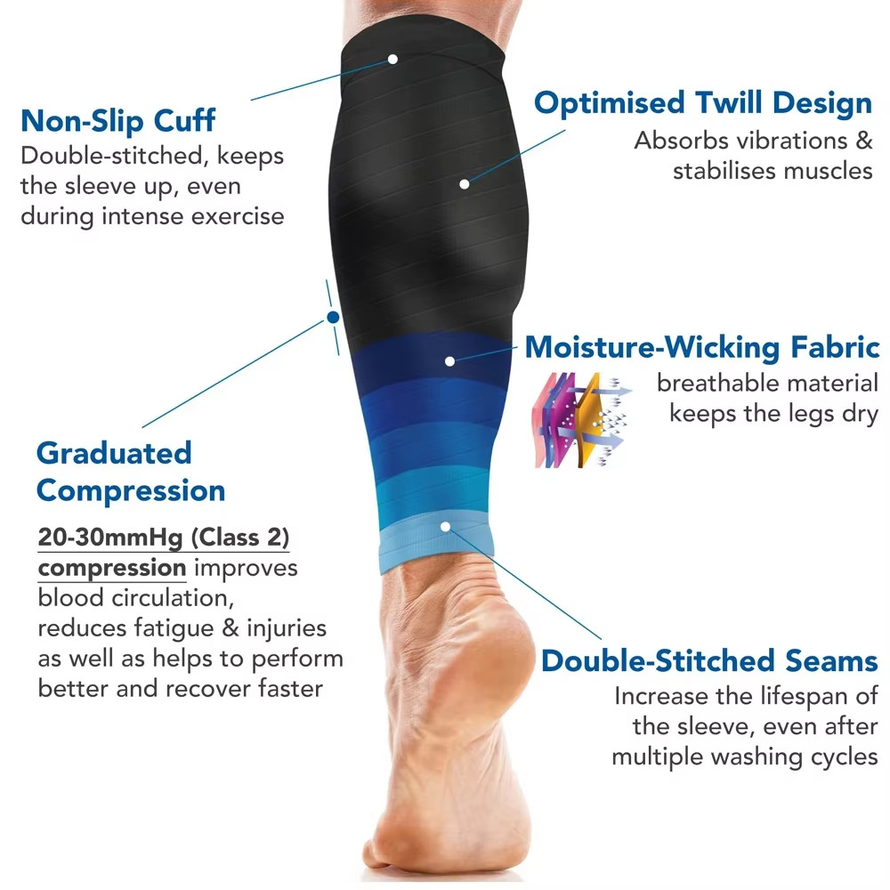 1Pair Calf Support Compression Sleeves for Women Men Running 20-30Mmhg Footless