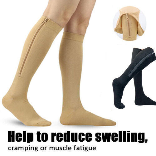 Men Zippered Compression Socks Closed Toe 20-30mmHg with Zipper Safe Protection