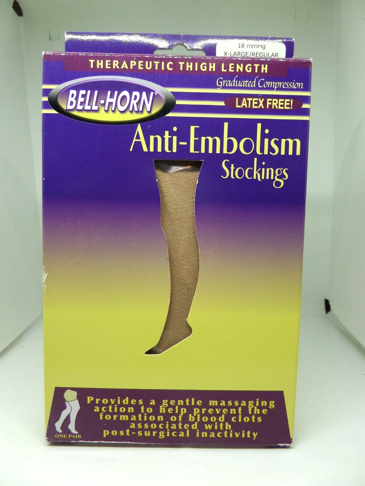 Bell-Horn Anti-Embolism Thigh High CT 18mmHg XL/Regular Beige Closed Toe NIB