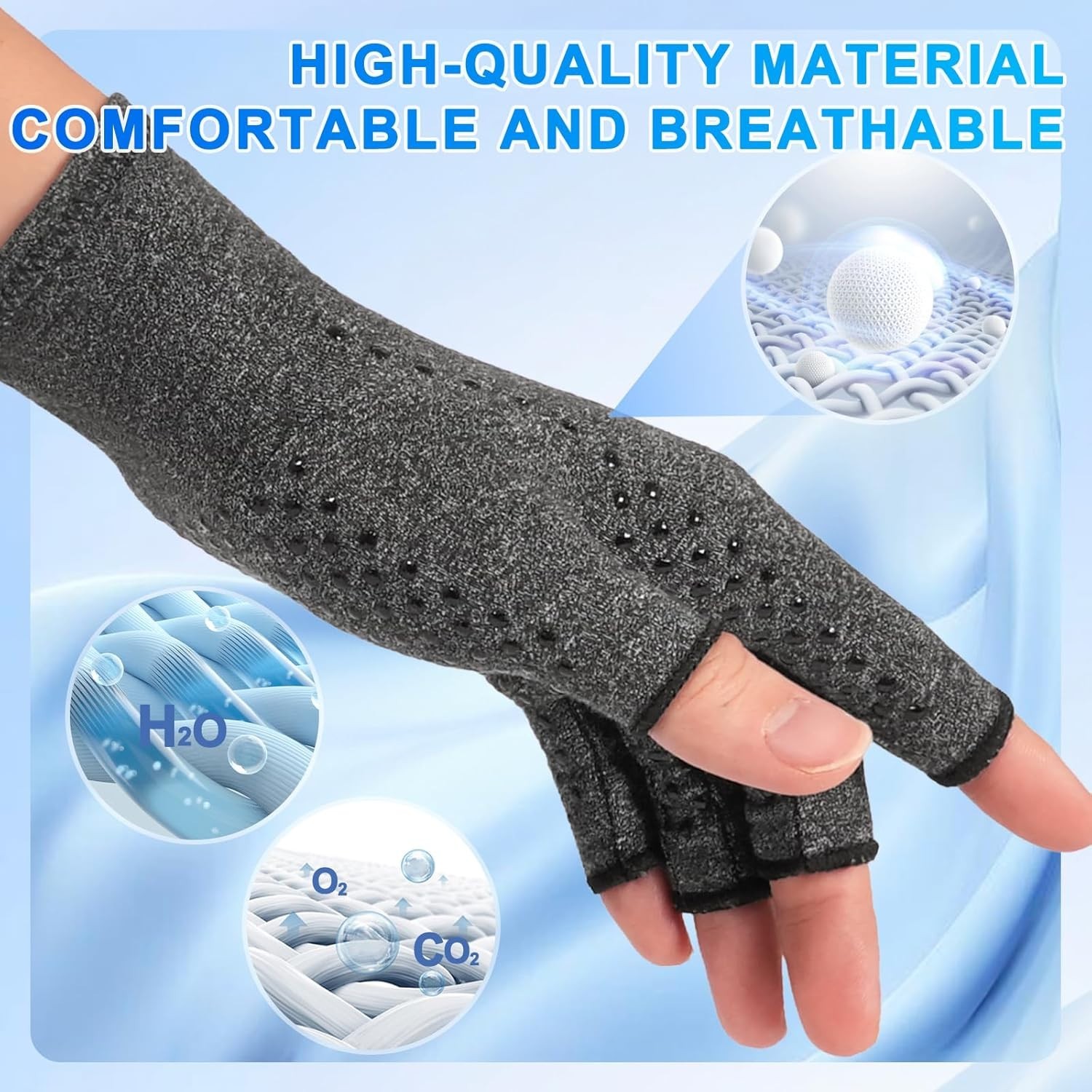 Unisex Compression Gloves for Arthritis – 2 Pairs, Medium Size, Anti-Slip Design