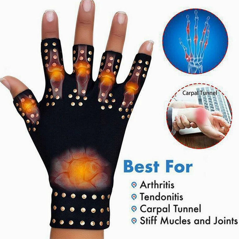 1 Pair Fingerless Arthritis Therapy Gloves Magnetic Compression Support