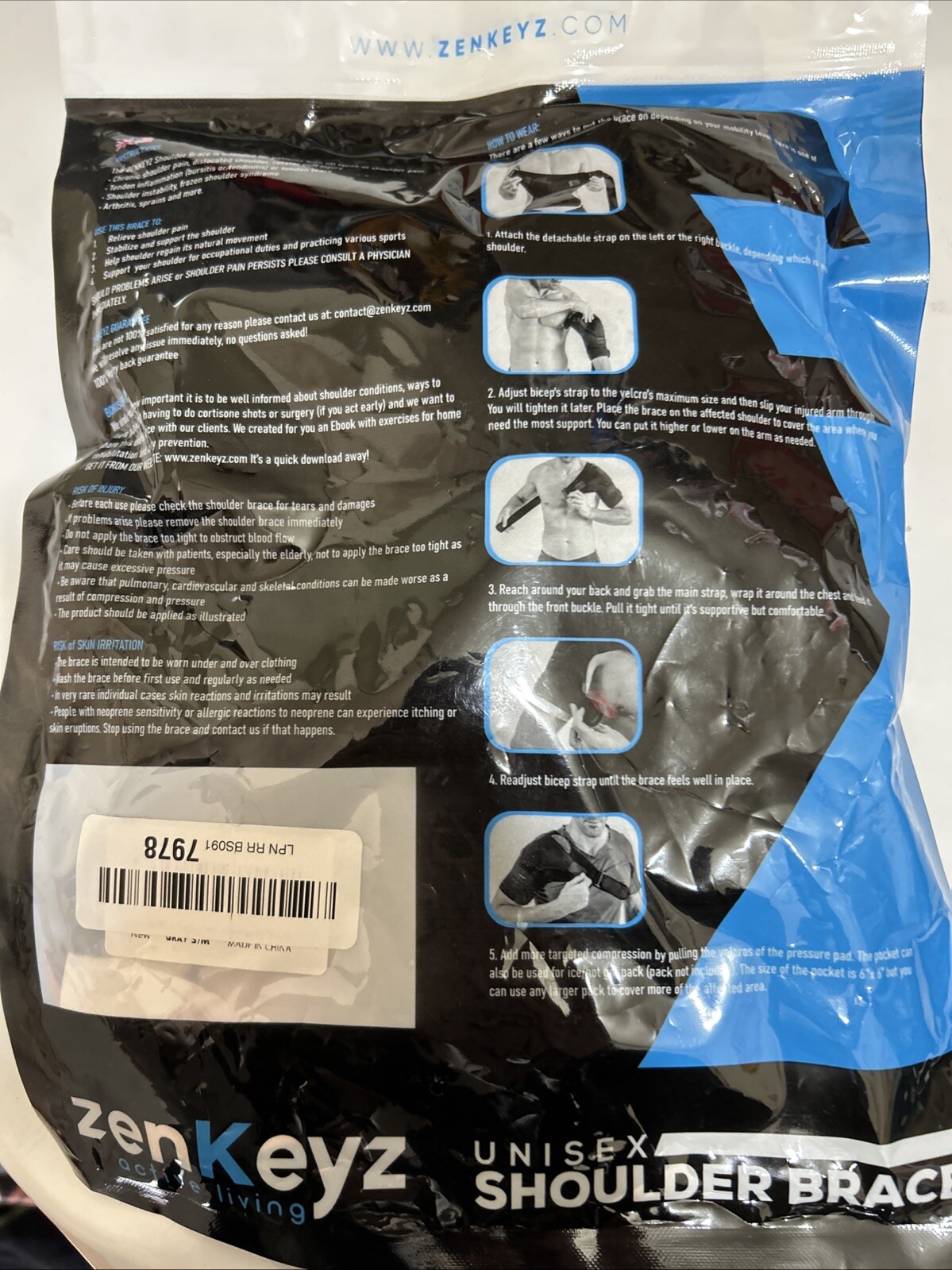 ZENKEYZ Shoulder Brace Compression & Support Unisex Black Small-Med