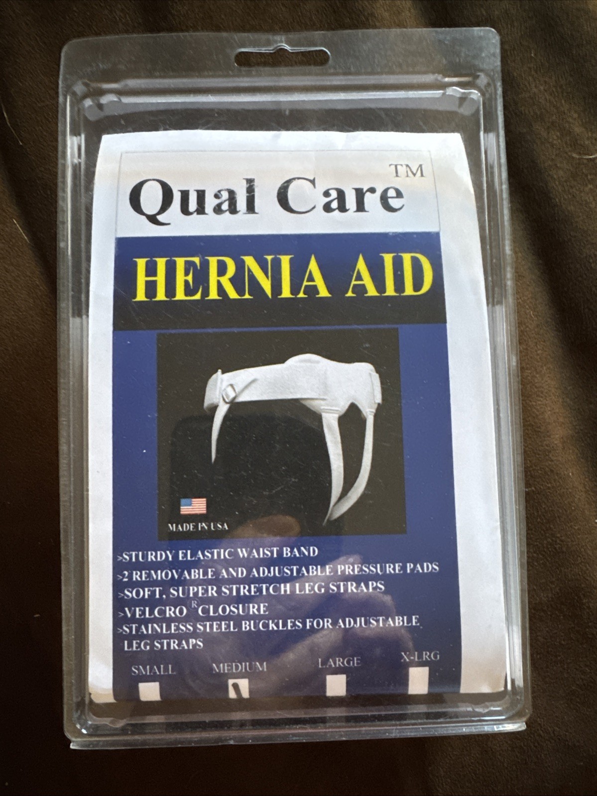 Hernia Aid Belt White Medium Dual Adjustable Removable Pads Qual Care