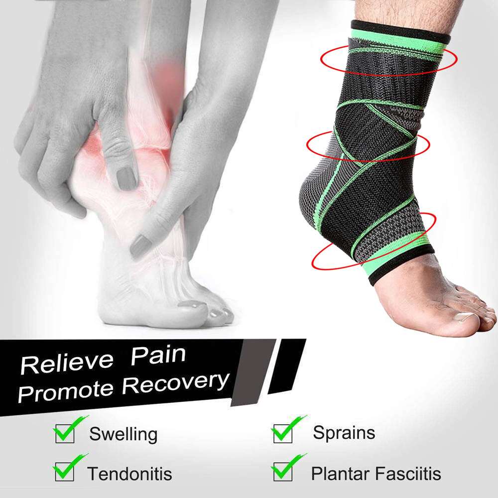 Ankle Brace Support Compression Sleeve Sprained Foot Tendon Pain Relief Wrap Gym
