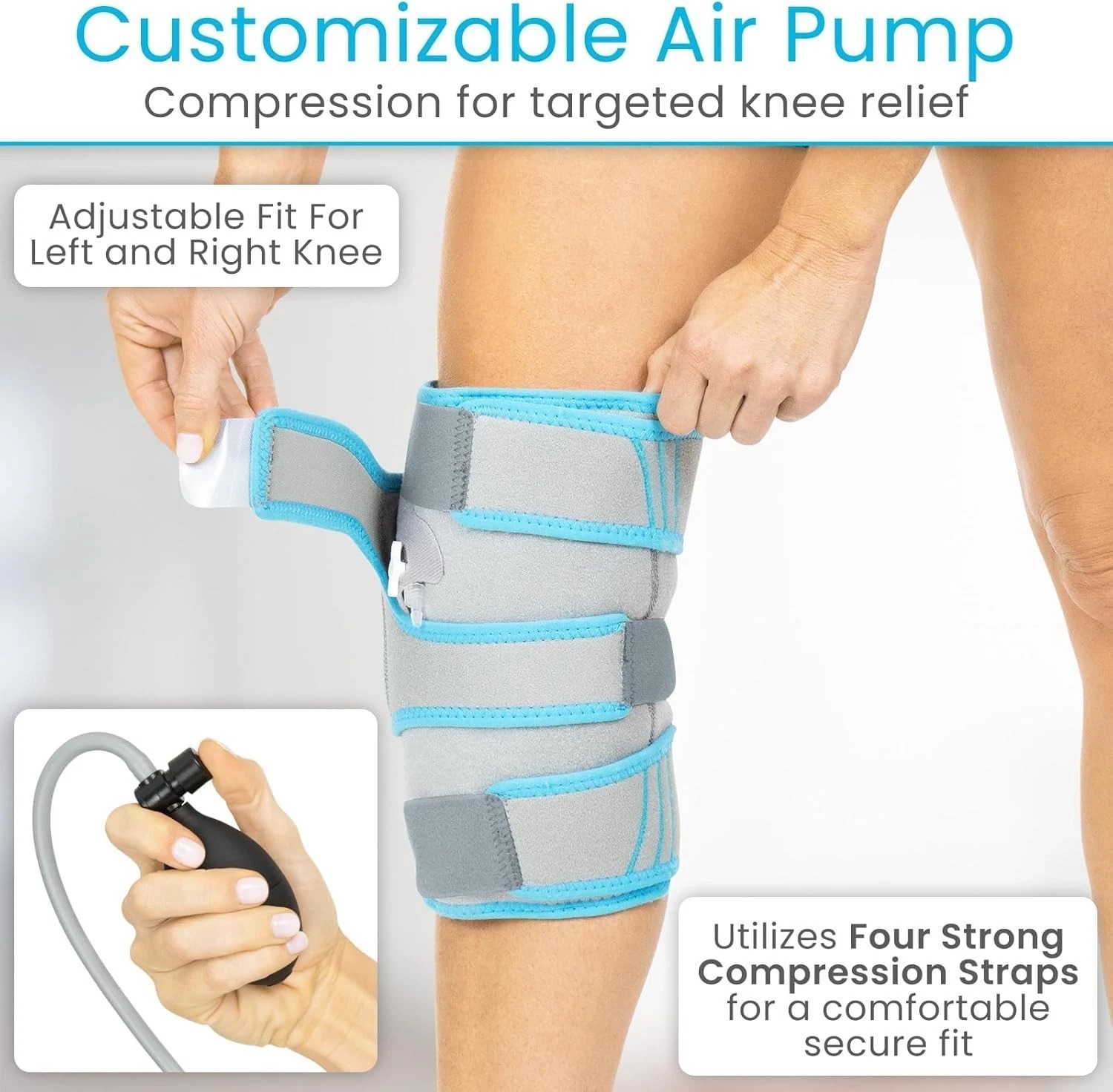 Compression Knee Ice Wrap – Reusable Brace with Air Pump – Hot/Cold Therapy f…