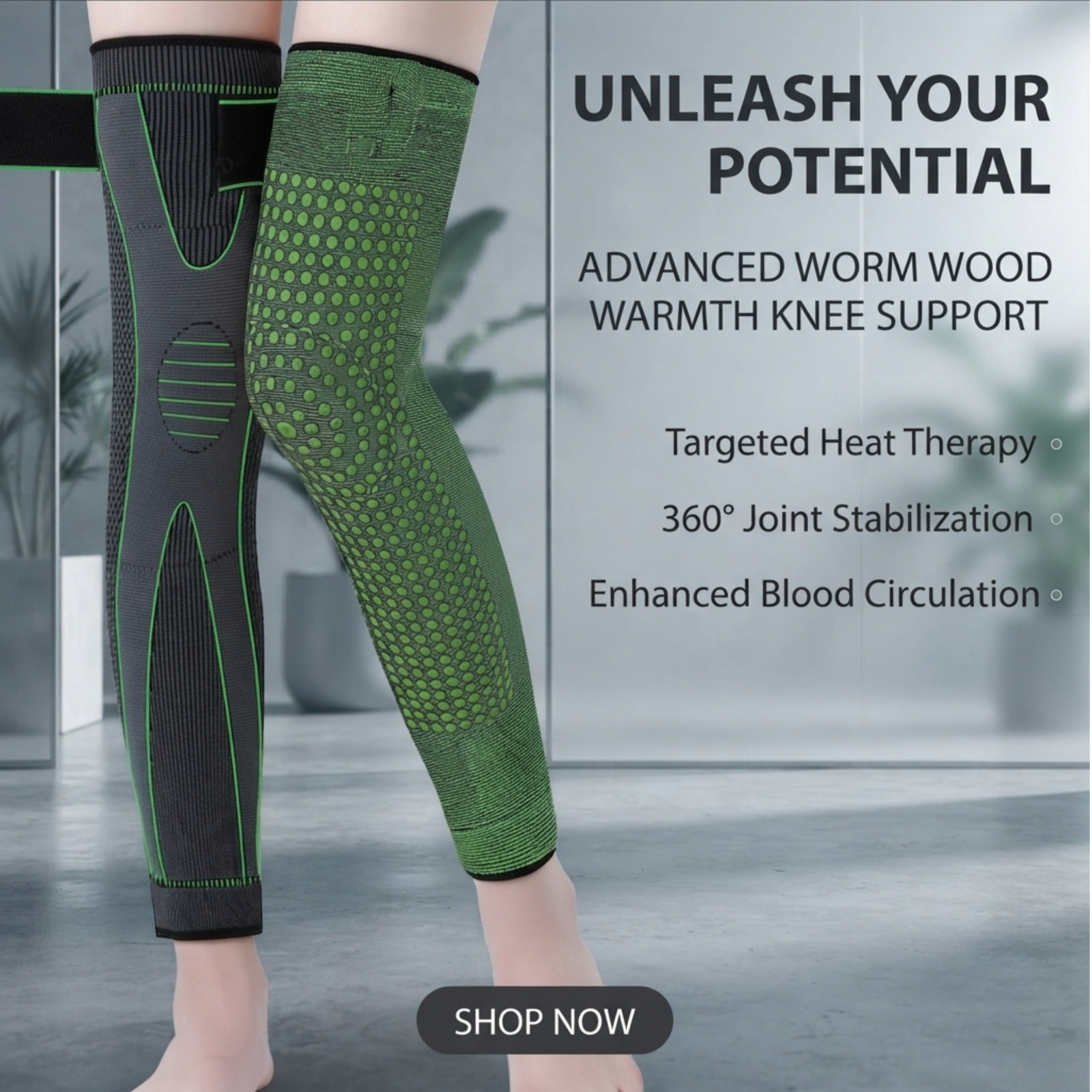 Pair Full Leg Compression Sleeves Self Heating Wormwood Knee Support Sports 2PCS