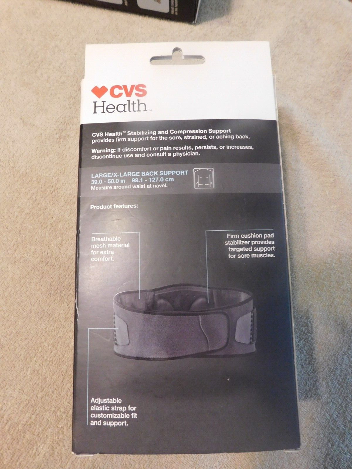 DELUXE STABILIZING SUPPORT FOR BACK, NIB, LG/XL, FIRM SUPPORT