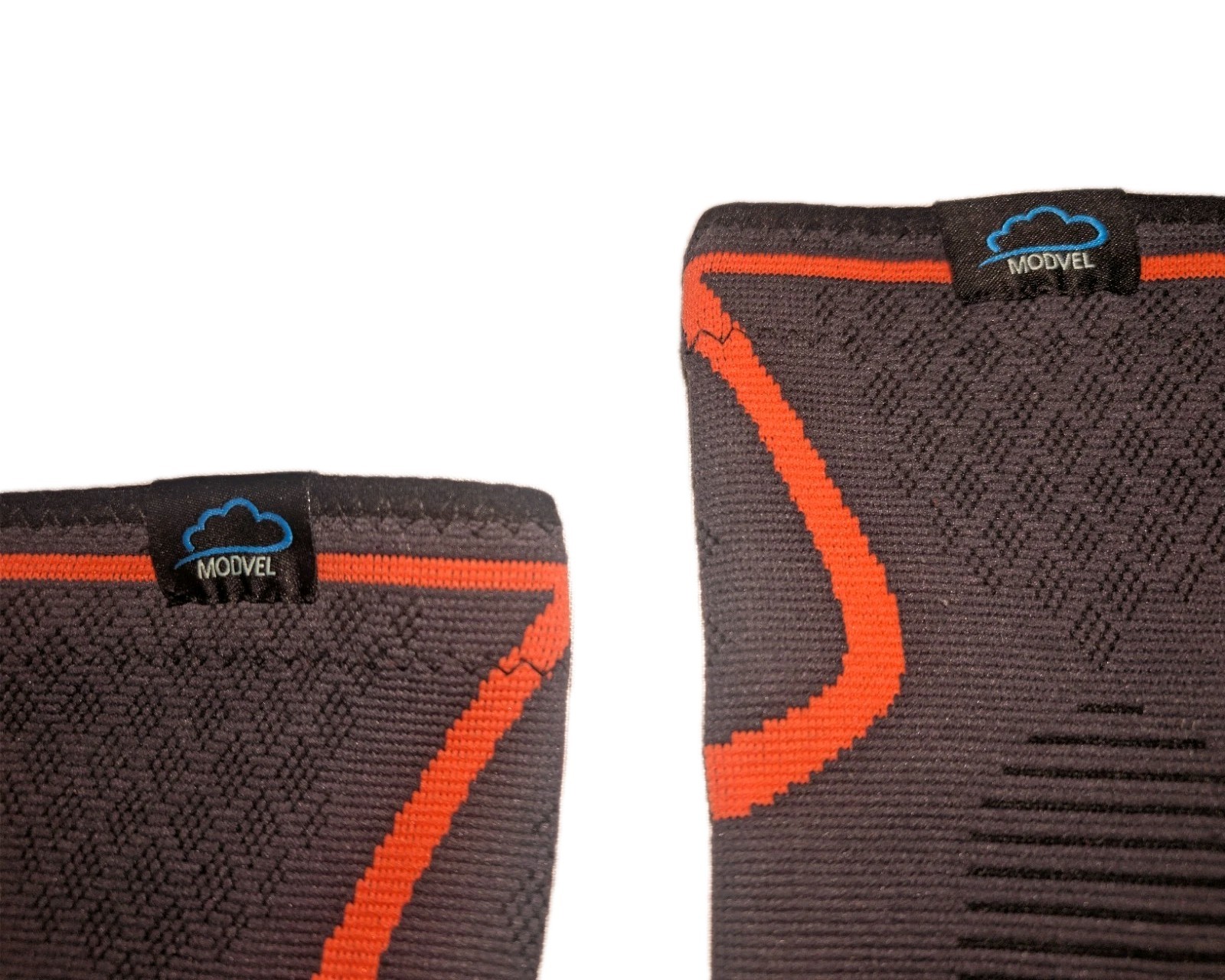 Modvel Knee Brace Large Compression Sleeve 2-Pack Black Orange Unisex Pair EUC