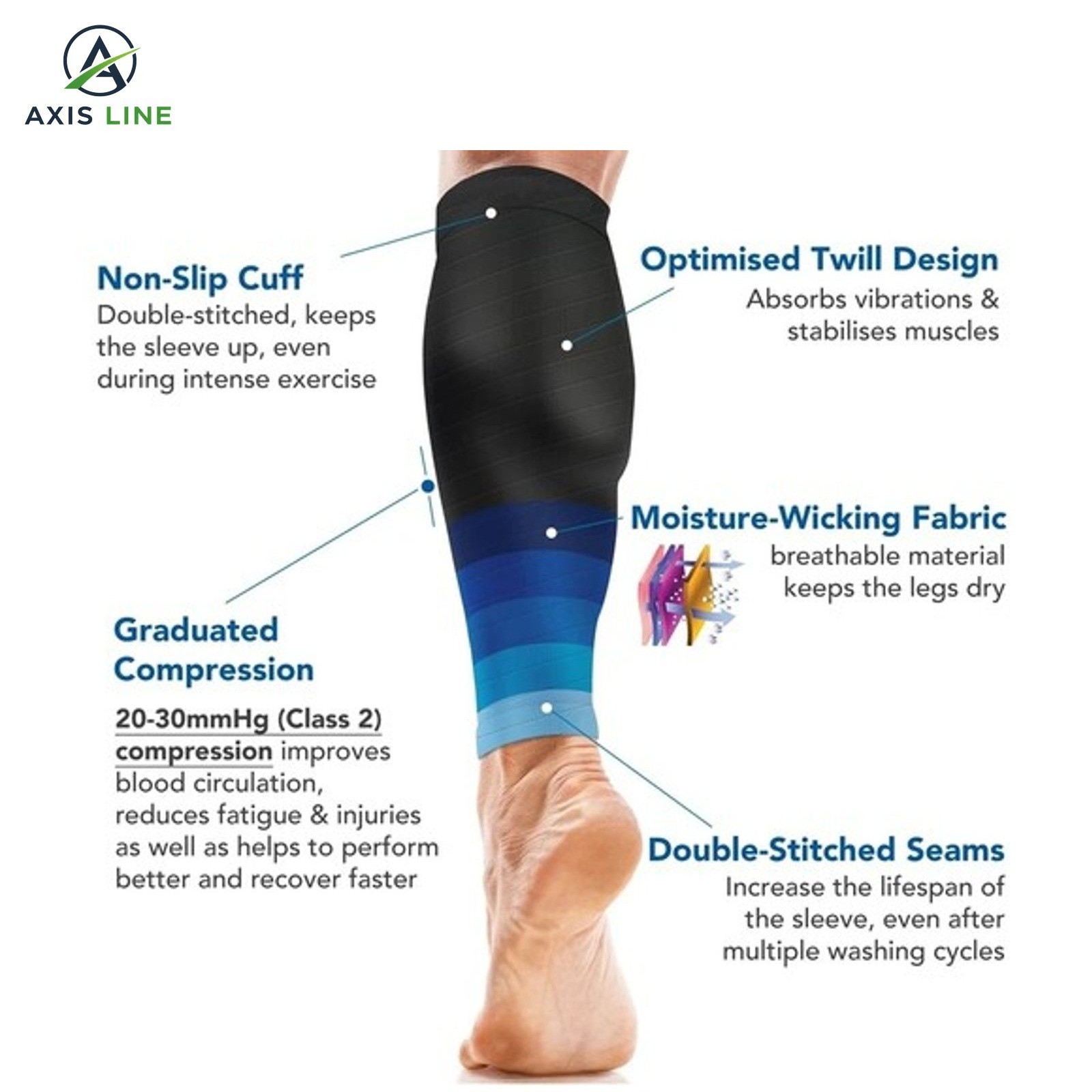 2x Calf Sleeves Leg Support Compression Socks Running Shin Splint Varicose Vein