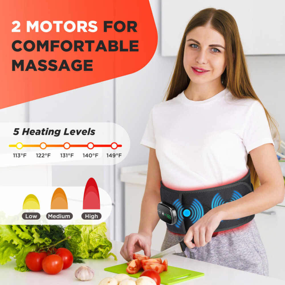 Cordless Heating Pad Back Massager Brace for Lower Back Pain Relief Wrap Belt