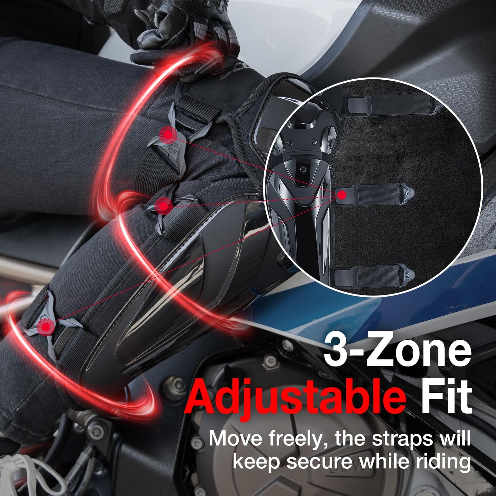 Motorcycle Knee Shin Guards Motocross Pads Adjustable TPU Protective Cycling