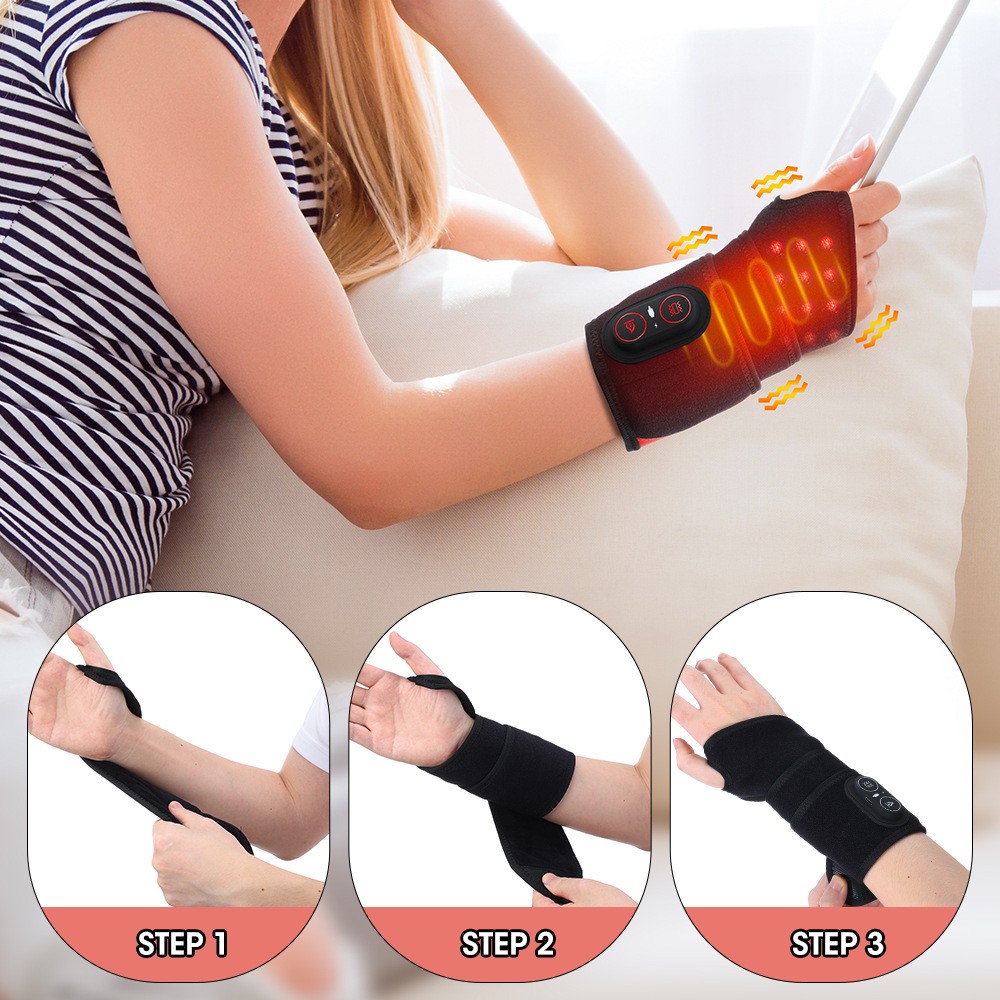Cordless Wrist Heating Pad Wrap Heated Wrist Brace with Vibration Hand Massager
