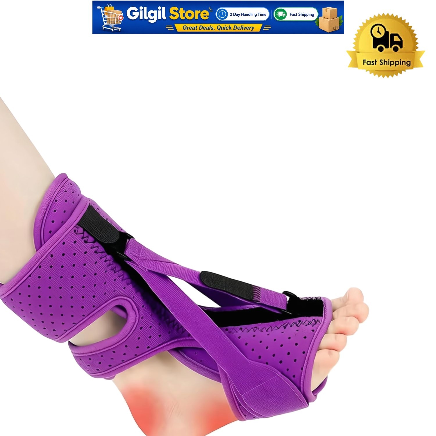 Stylish Purple Night Splint for Plantar Fasciitis – Adjustable & Comfortable Fit