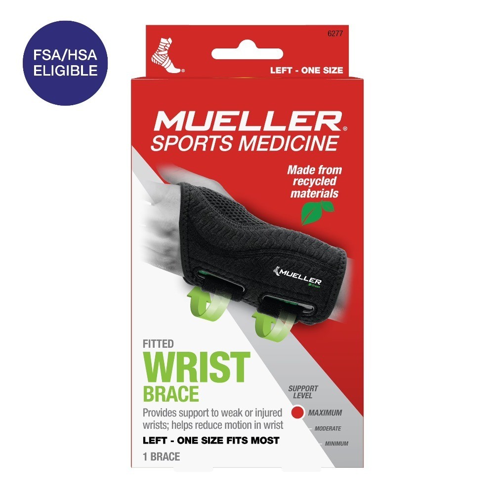 Fitted Wrist Support Brace for Left Hand Unisex One Size Black