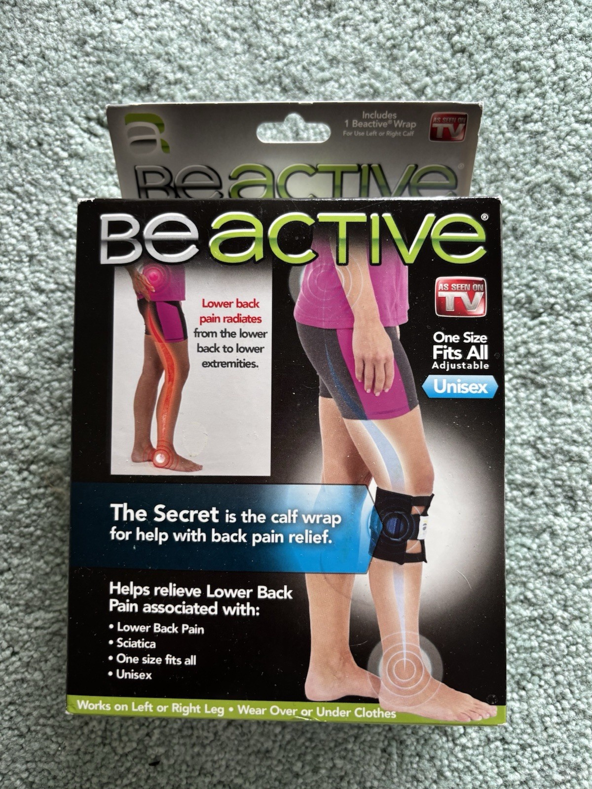 BeActive Calf Wrap for Back Pain Relief ~ Black, Unisex, One Size
