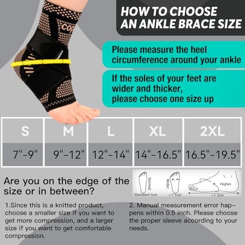 INDEEMAX Copper Ankle Brace for Sprained Ankle, Plantar Fasciitis, Achilles