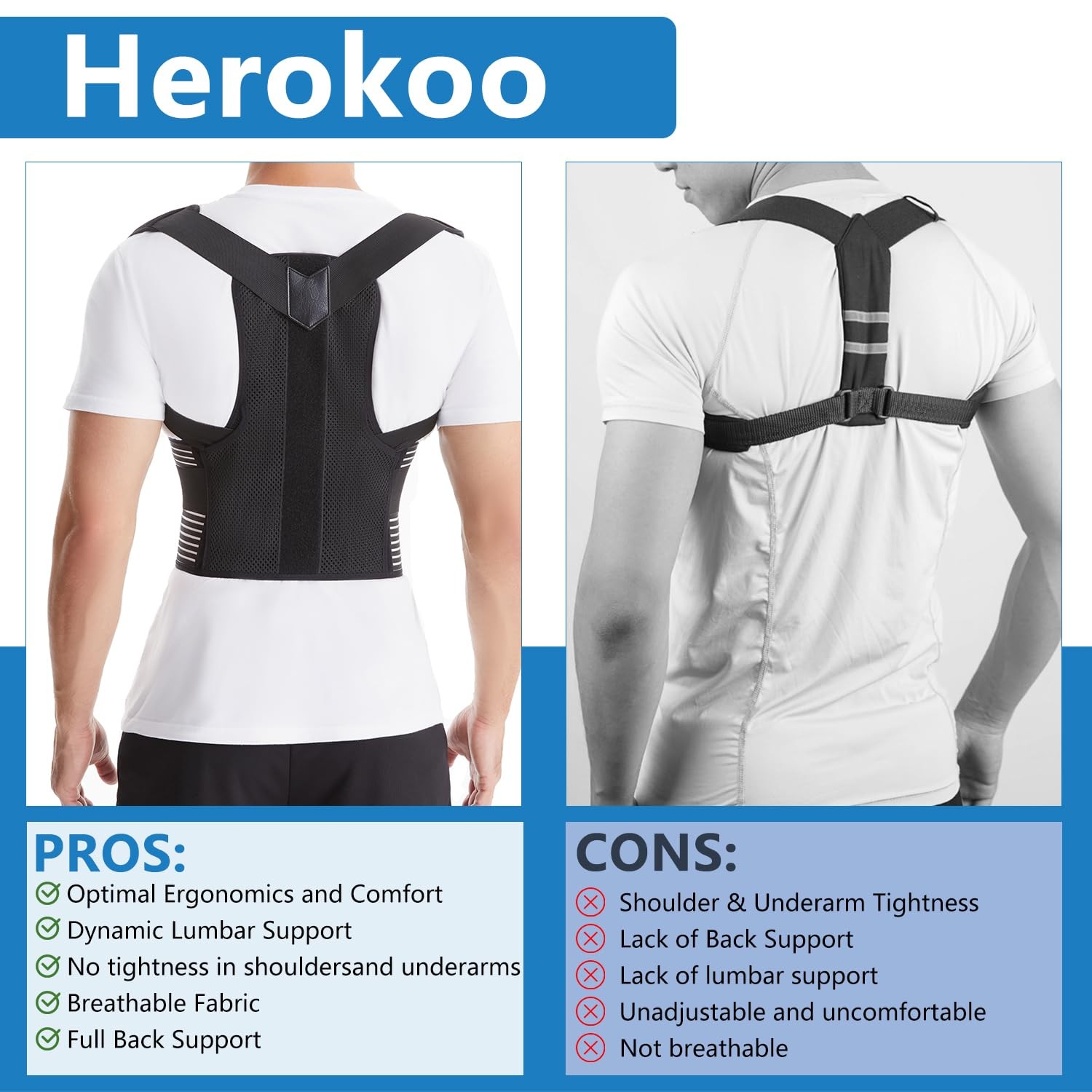 Herokoo Back Brace Posture Corrector for Women & Men, Shoulder X-Large