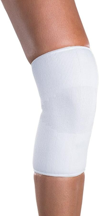 1 PAIR of ProCare Knee Support Sleeves, MEDIUM, Elastic, White, Slip-On