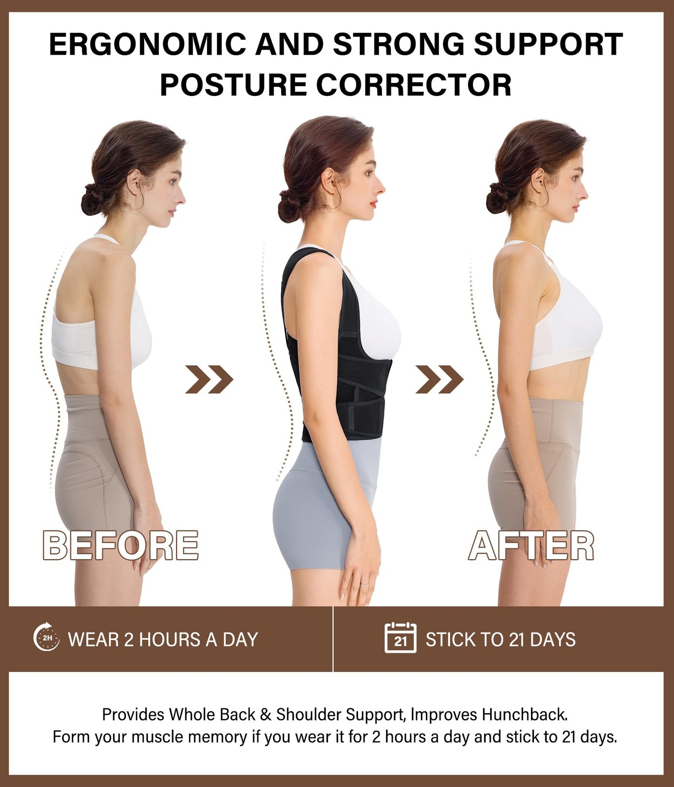 URSEXYLY Back Brace Posture Corrector for Women and Men, Medium, Black