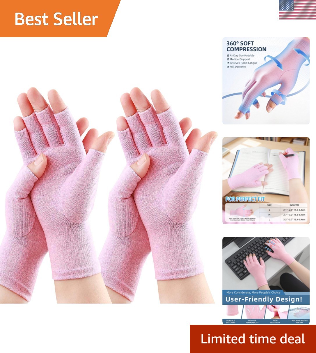 2 Pairs Arthritis Gloves for Women for Pain, Compression Gloves for arthritis…