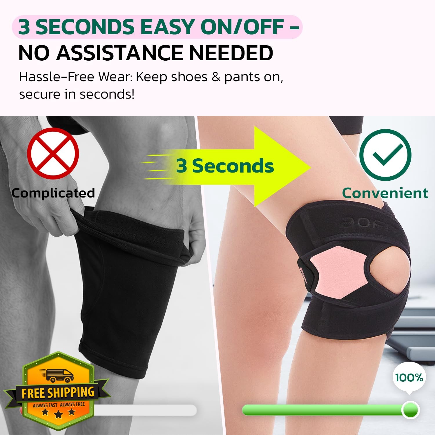 aoFIT Knee Brace Large Onyx Blush