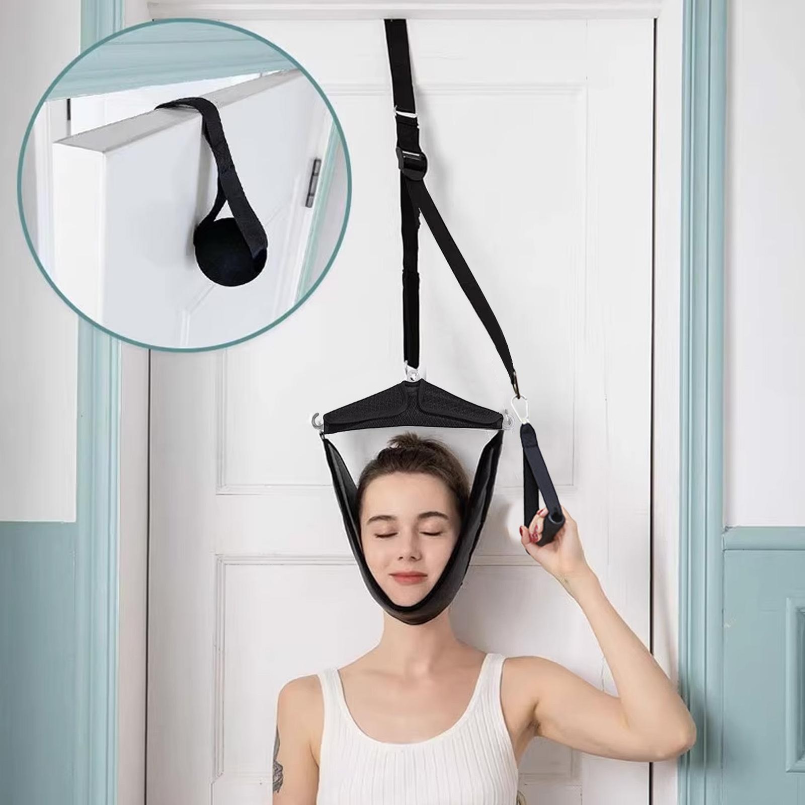 Cervical Neck Traction Device Over Door for Home Use, Portable Neck Stretcher