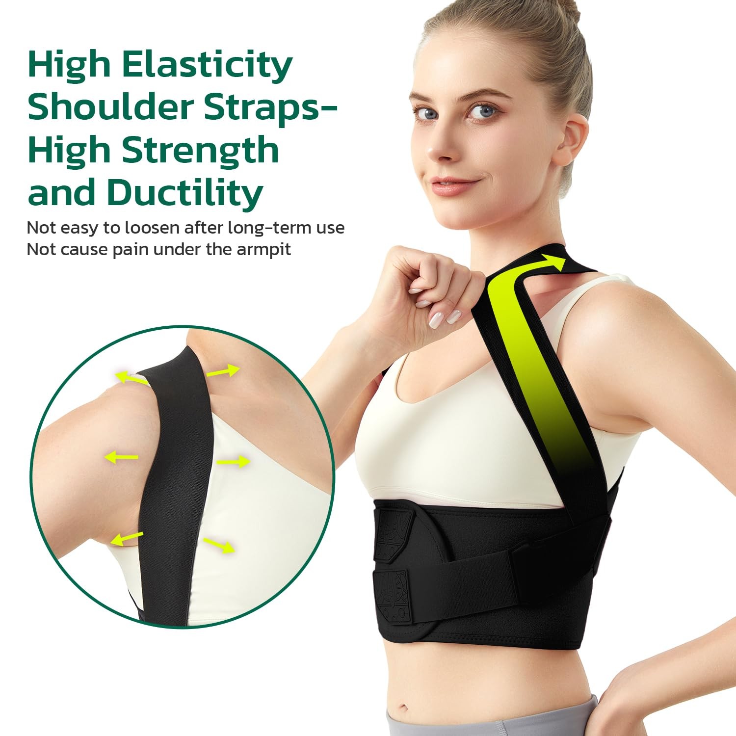 Posture Corrector for Women, Upper Back Brace for Pain Relief Blue M