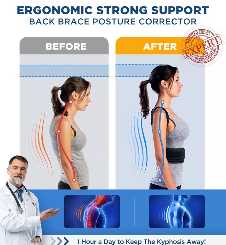 FILLOVE Posture Corrector for Women and Men with Magnetic Therapy & Strong Tr…