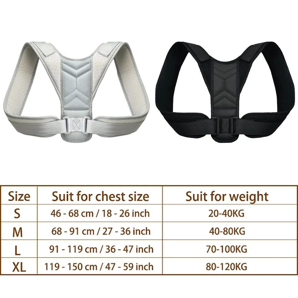 Adjustable Back Posture Corrector Neck Brace Training Equipment Home Office Man