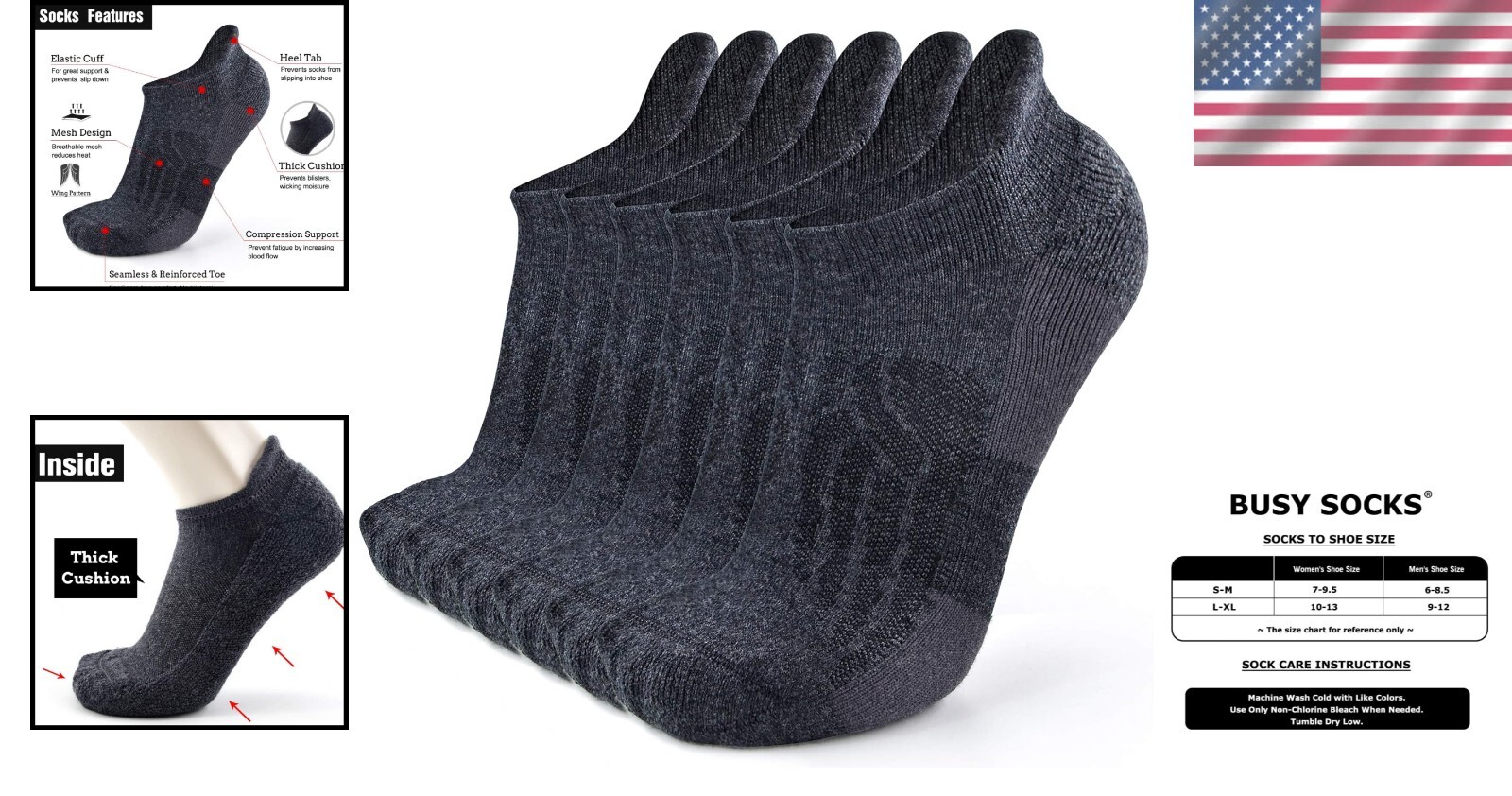 Premium Merino Wool Running Socks – 6 Pairs with Moisture Control & Cushioning