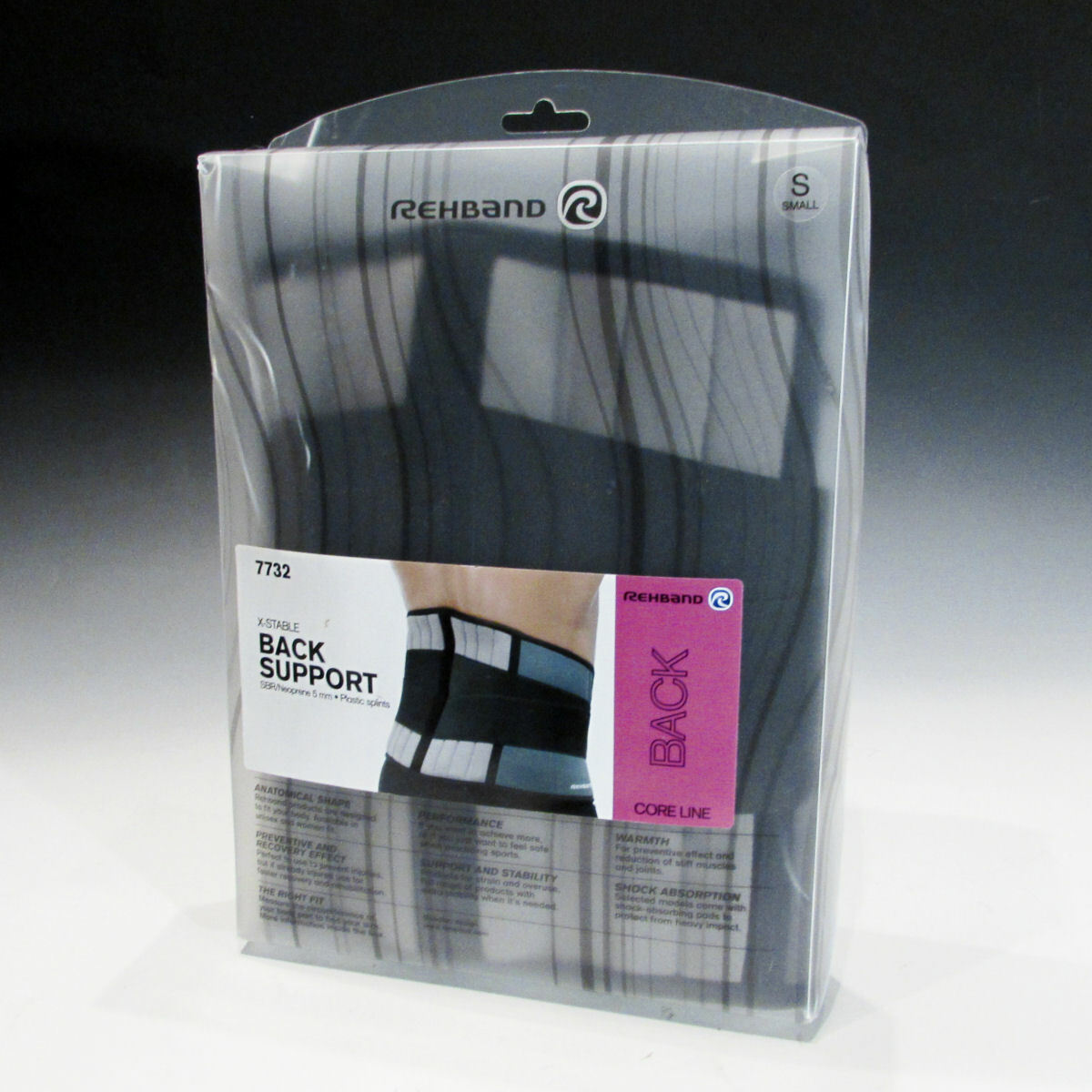 Rehband 7732 X-Stable Back Support (Small) SBR/Neoprene 5mm – Retail Return