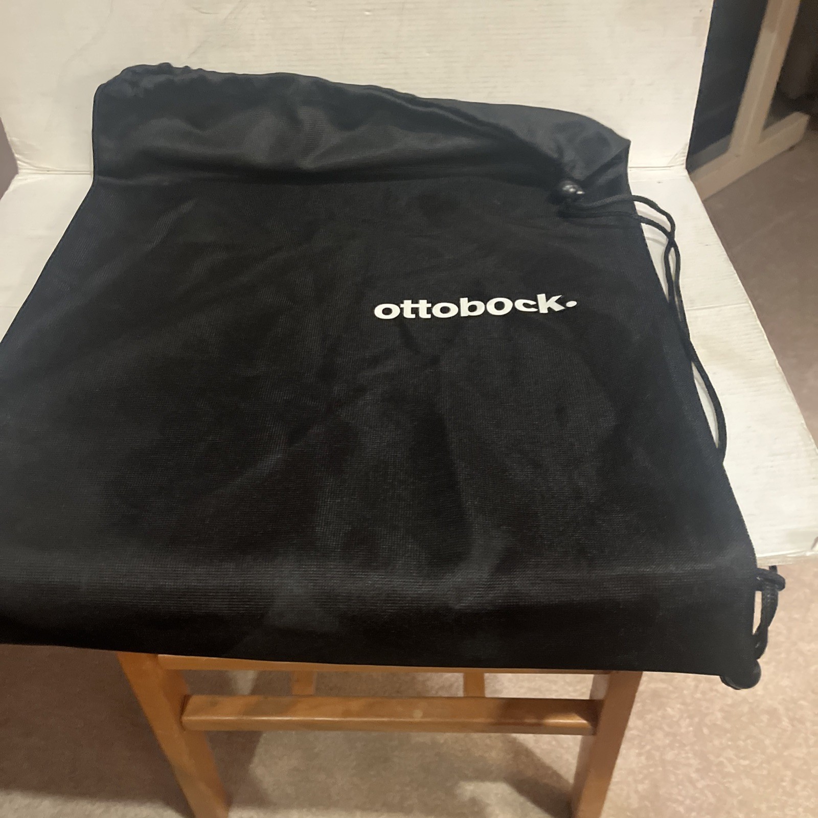 Otto Bock Ottobock Drawstring Bag Sling Pack Black Preowned About 15” x 20” Nice