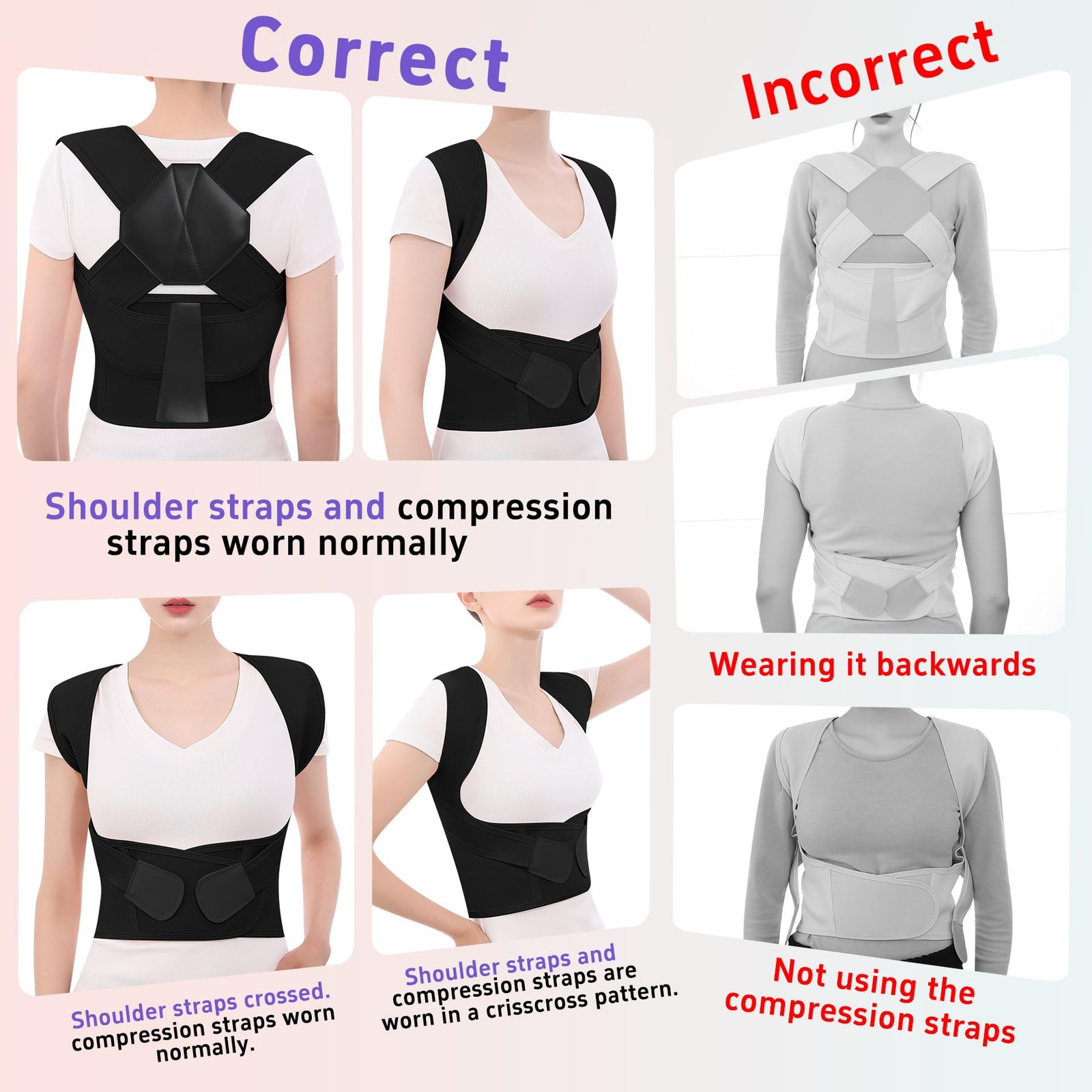 Posture Corrector for and Men Back Brace Upper Back Adjustable Breathable Sho…