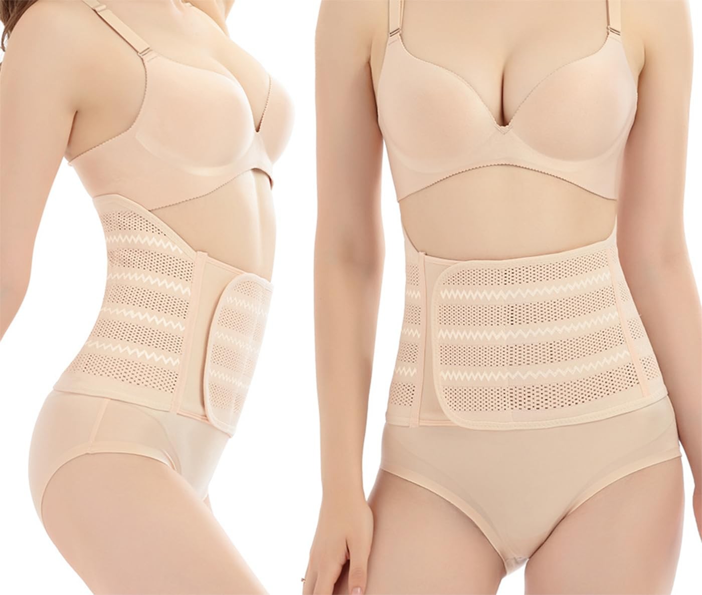 Belly Band Postpartum Wrap, Breathable Abdominal Binder Large, Beige