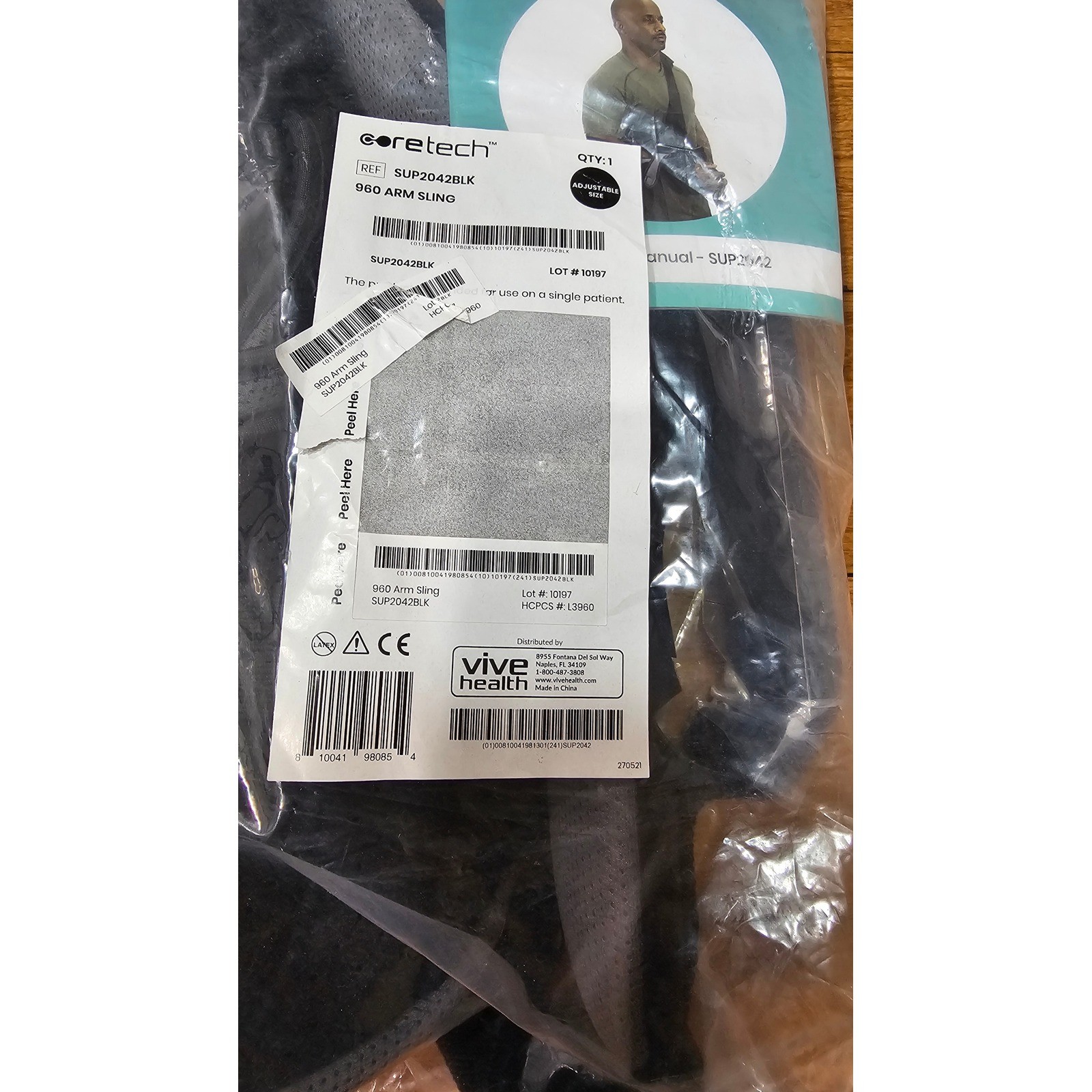 Coretech 960 Arm Sling Unisex Adjustable Black New SUP2042BLK Shoulder Support