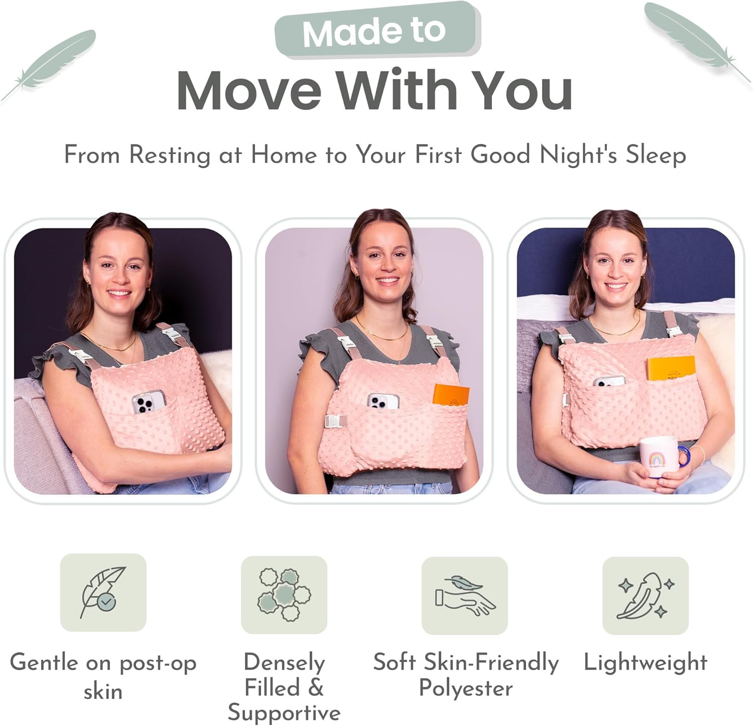 Post Mastectomy Pillow – Hands-Free Protection with Secure Strap & Easy-Clean Wa
