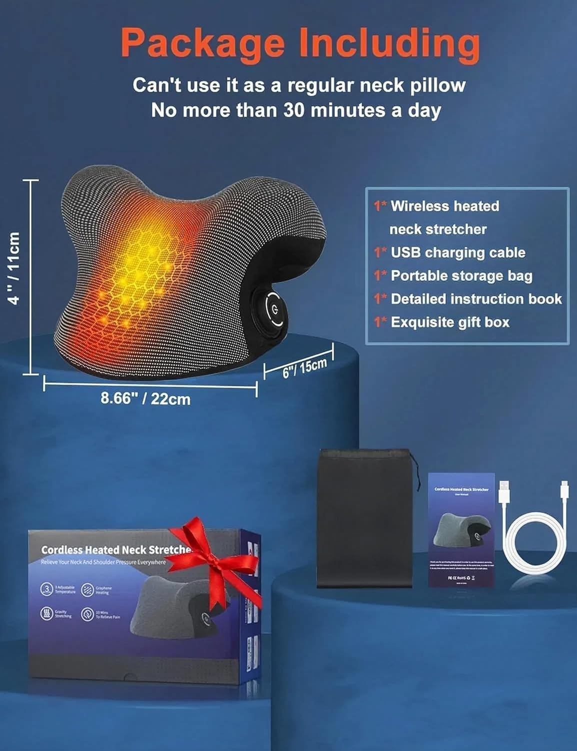 Estirador De Cuello Para Aliviar El Dolor Almohada Calentada Tracción Cervical