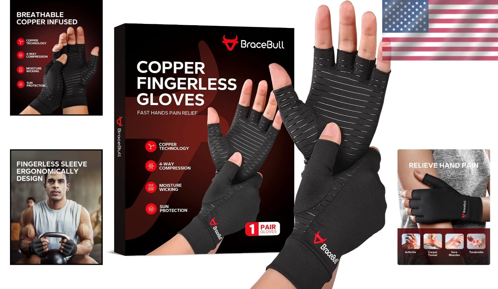 Ergonomic Fingerless Arthritis Gloves – Copper Infused Compression for Comfort