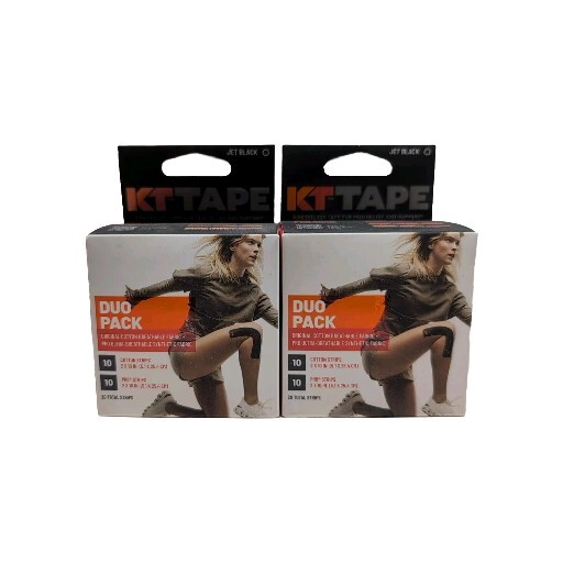 (2) KT Tape Duo Pack 20 Strips Each, 2-10″ original cotton @ synthetic pro Black
