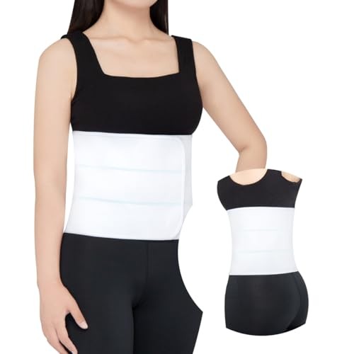 Abdominal Binder Post Surgery Compression Support | Stomach M / 30″-45″ White