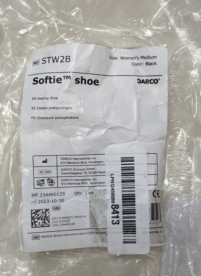 Darco Softie Post Op Surgical Shoe Womens Medium Black STW2B Healing