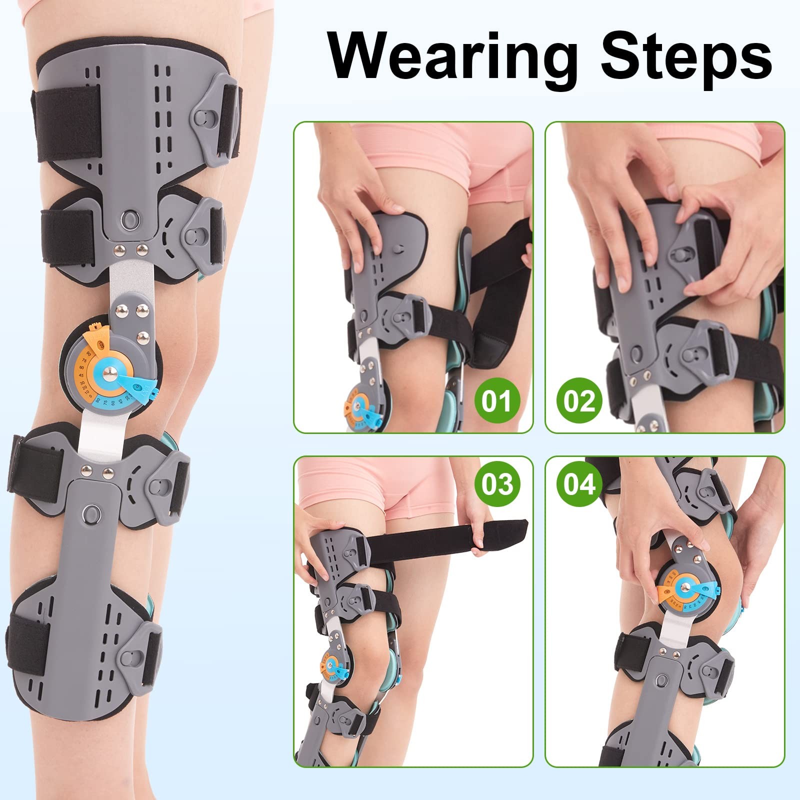 Hinged Knee Brace ROM Post Op Knee Immobilizer Adjustable Knee Immobilizer Su…