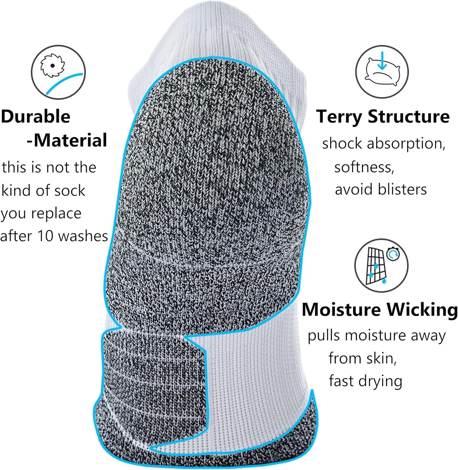 3-Pair Pack of Cushioned Ankle Socks with Compression Fit – Ideal for All Sports