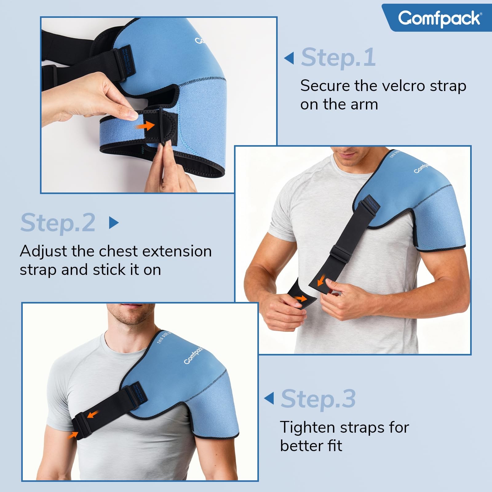 Comfpack Shoulder Ice Pack Wrap, Brace One Size Fits Most, Blue