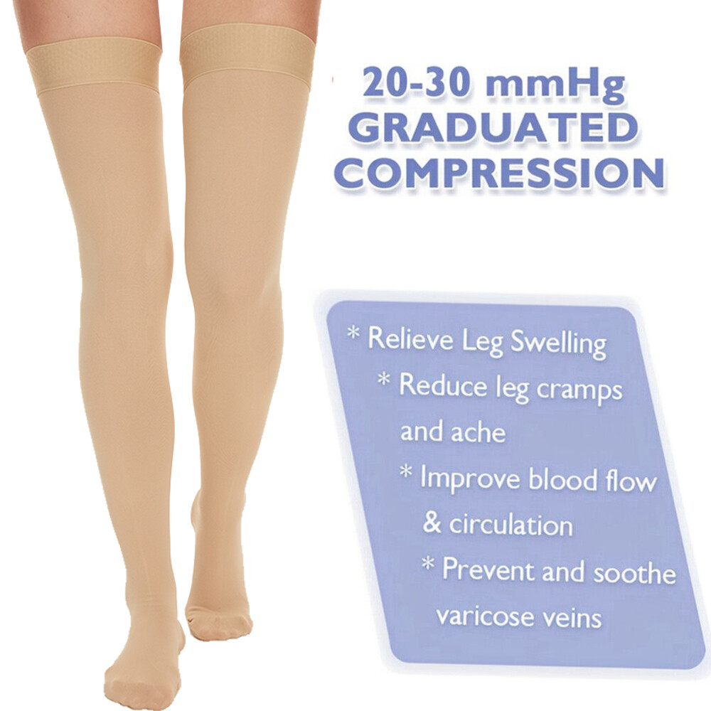 Full Leg Brace Thigh High Compression Socks Support Stockings fit Men Women S-XL